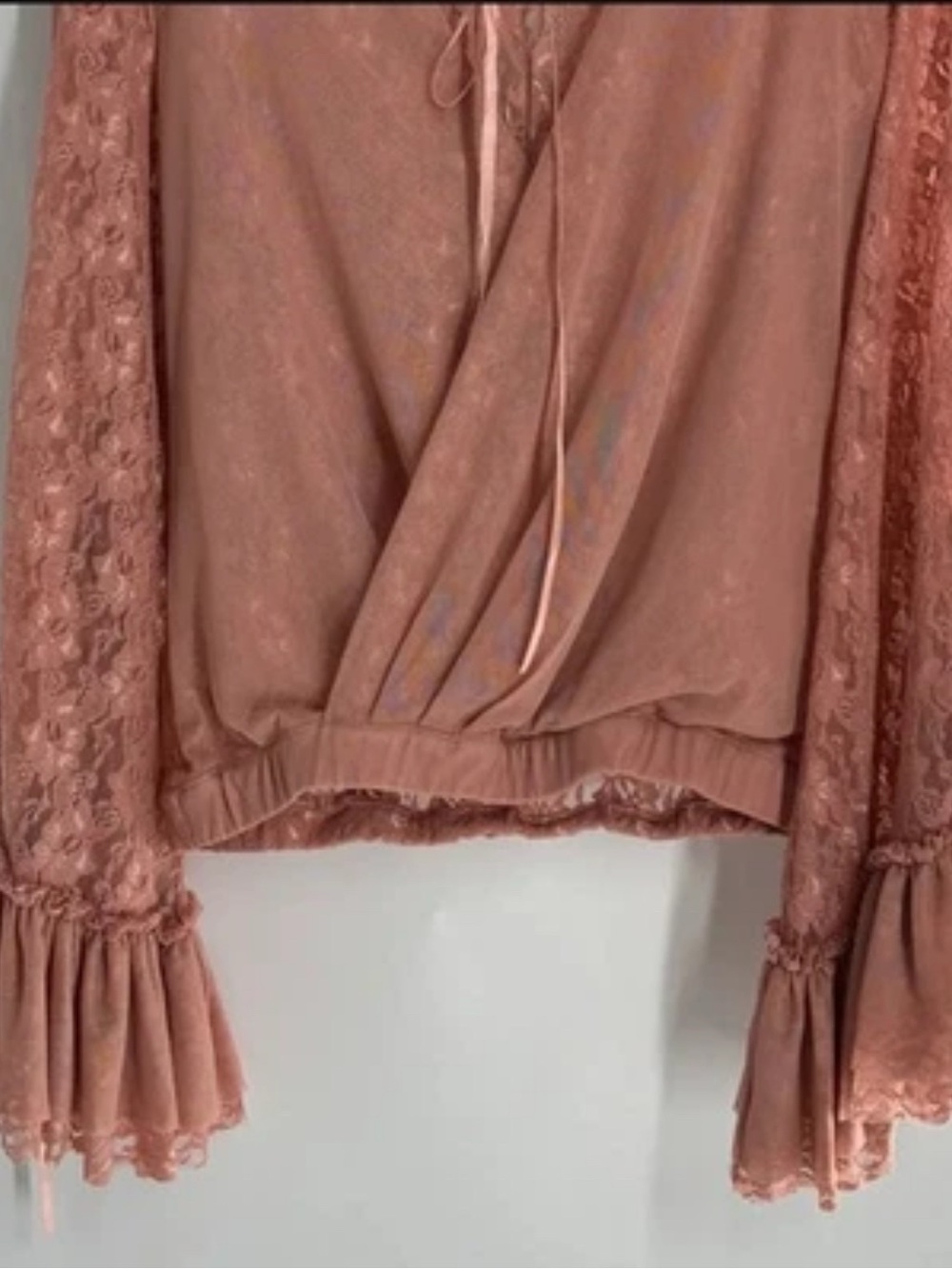 VENUS Dusty Rose Lace Layered Sleeve Top - Picture 6 of 8